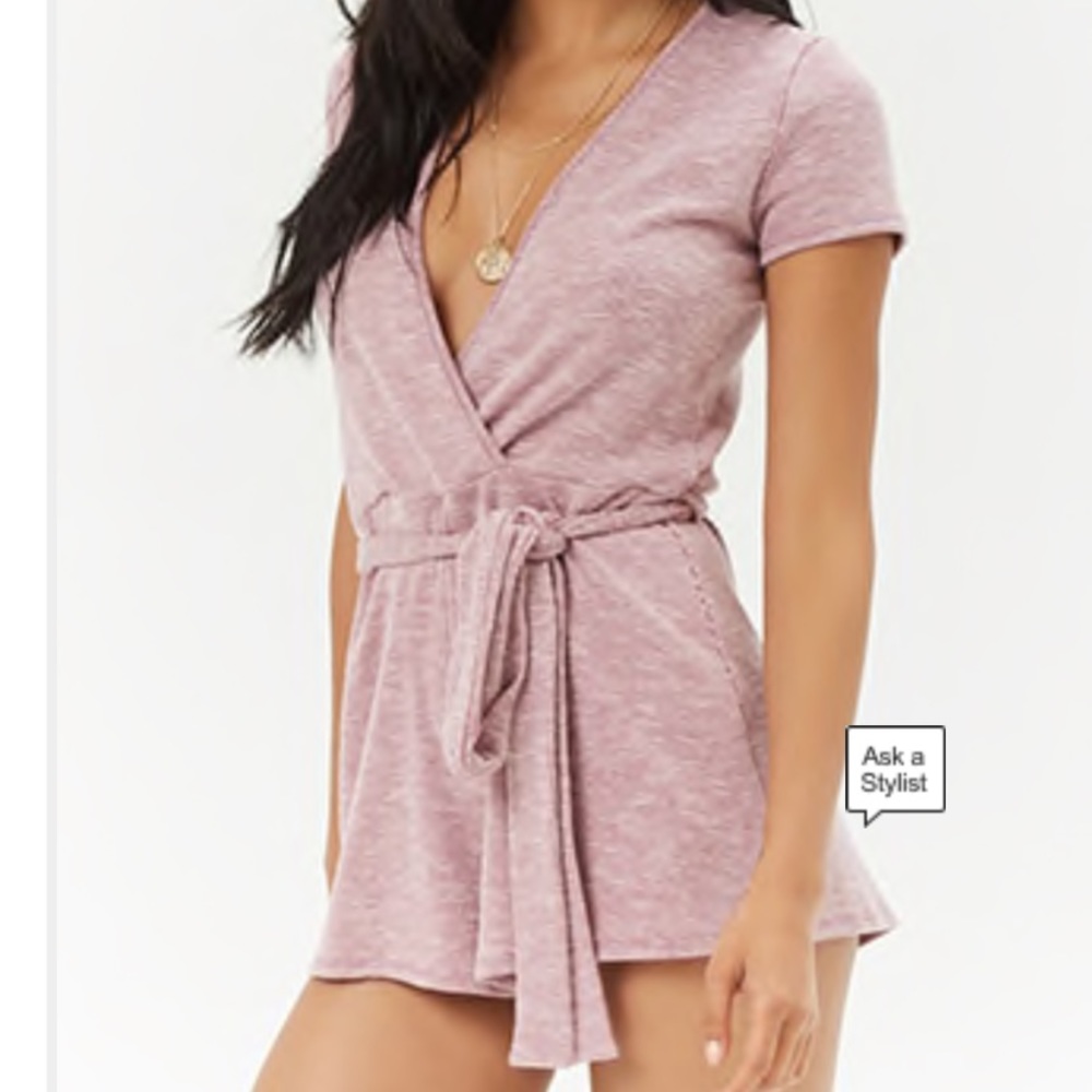 Ribbed Surplice Romper